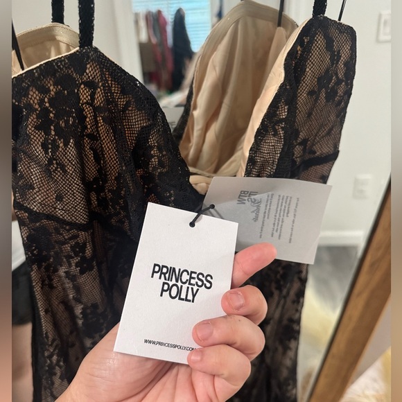 BNWT Princess Polly DELAMERE LACE MINI DRESS BLACK - Picture 7 of 10